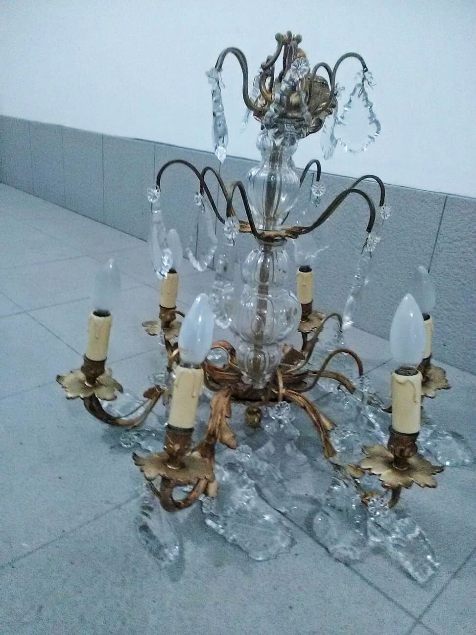 Golden bronze and pampilles chandelier