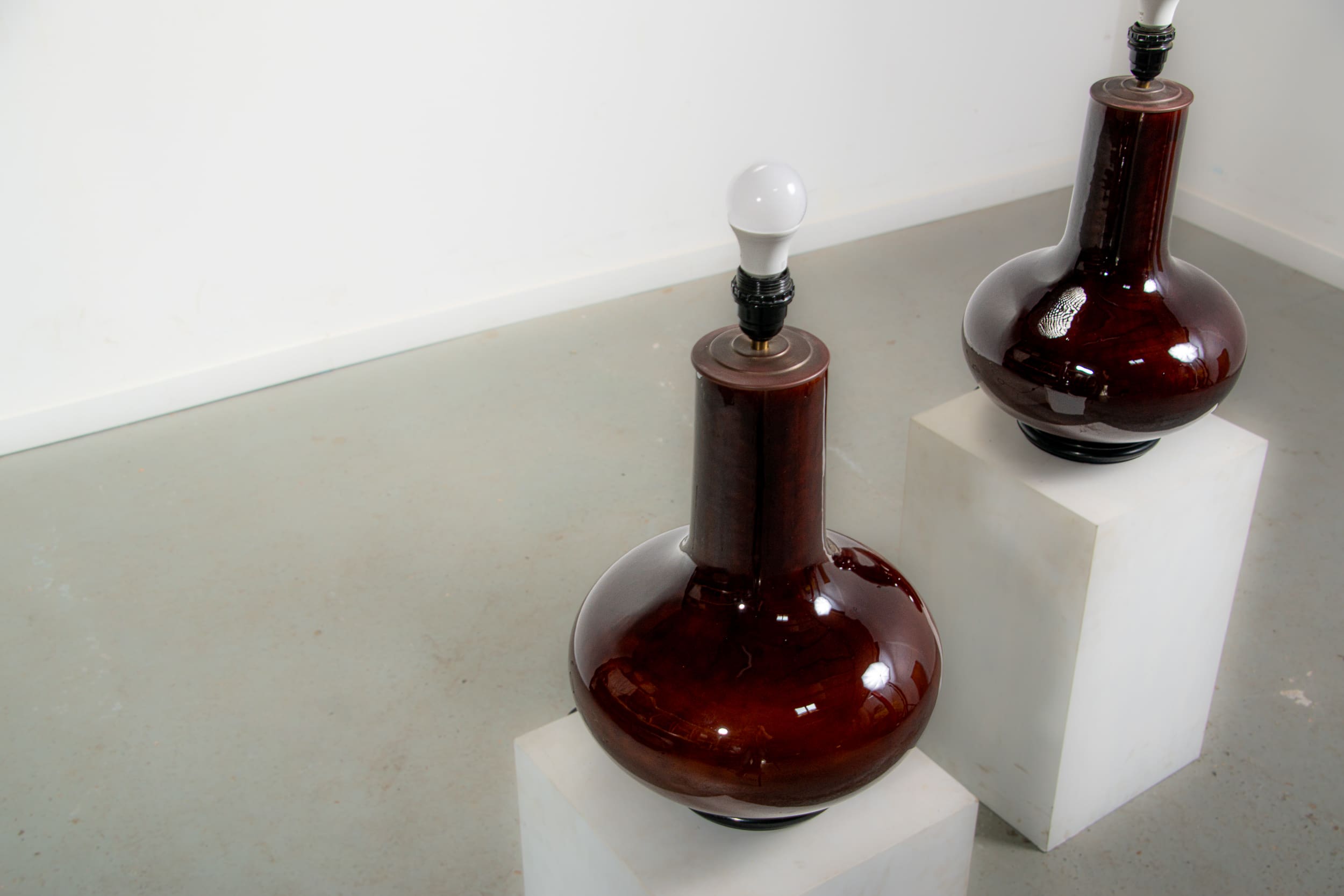 Pair of oversized ceramic lamps. Circa 1970