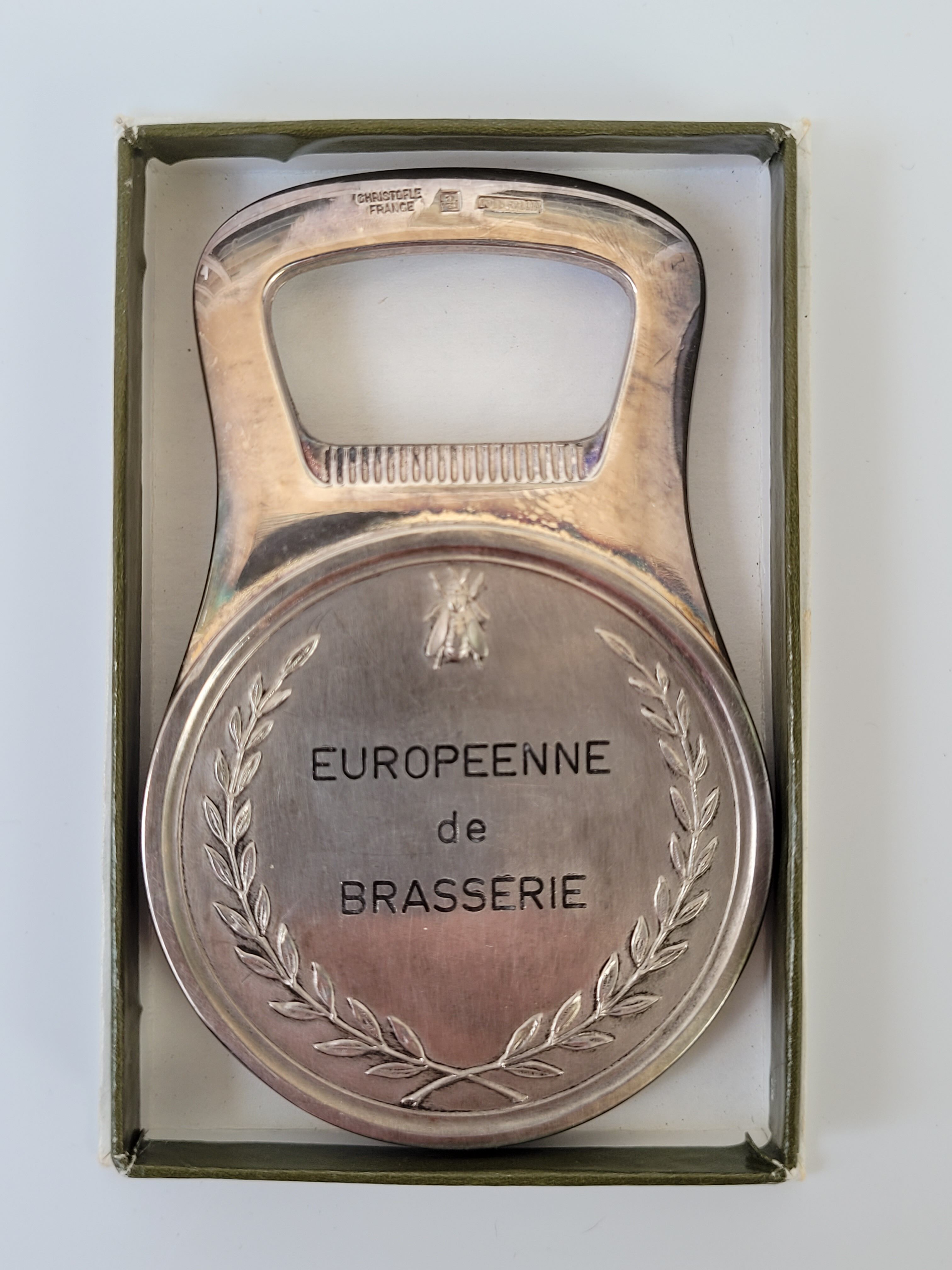 Napoleon Emperor bottle opener in his silver metal case Christofle Paris Gallia Brasserie series