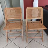 Vintage woven cane folding chair from the 80s