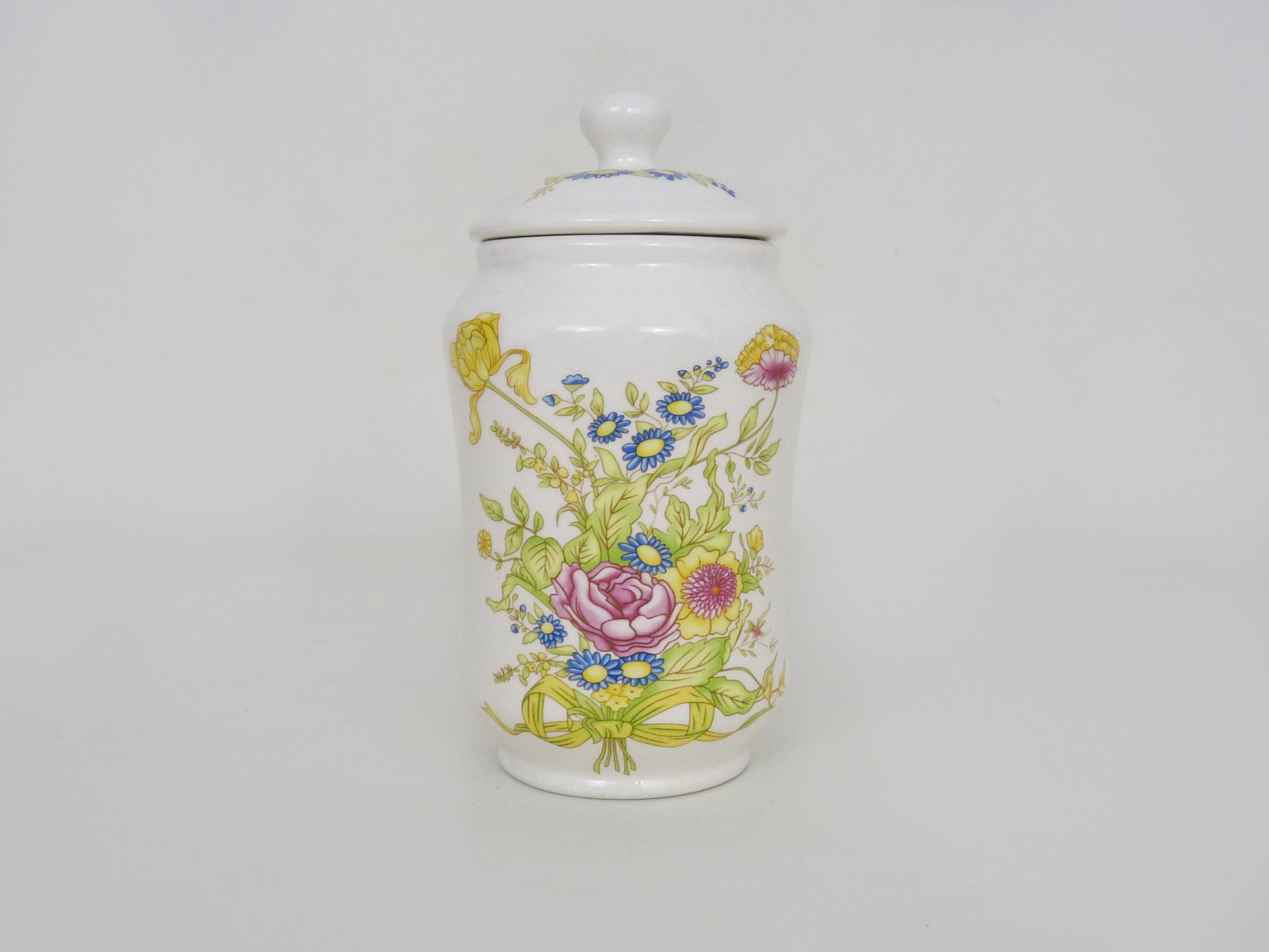 Old apothecary pot, ceramic Aloe medicine jar. Year 70 80