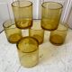 Set of 6 yellow bubble glass water glasses 70s