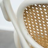 Vintage white bistro chair with armrests in Thonet style