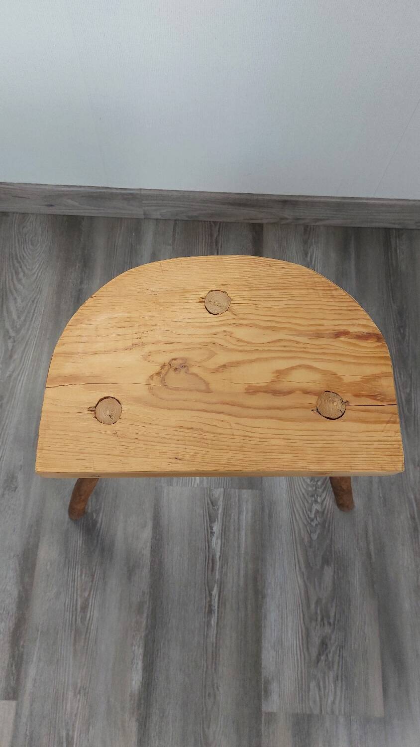 Raw wood tripod stool