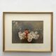 Old watercolour and gilded frame with cherry blossoms.