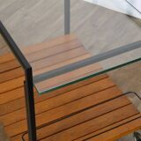 Modernist sideboard in metal, wood, and glass 1960