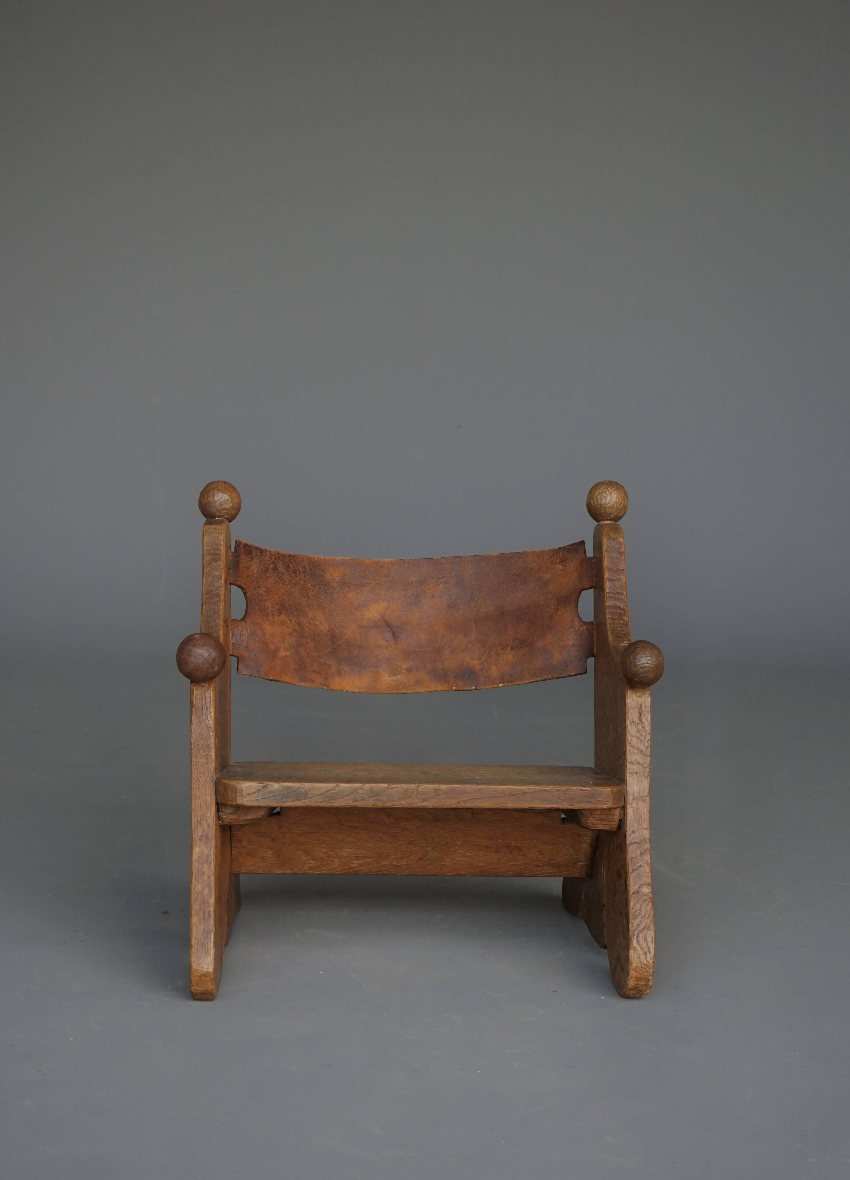 Vintage Childrens Oak Chair. 1930s