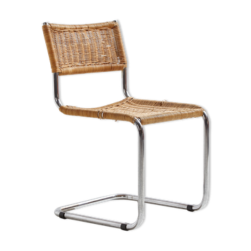 Tubular chair with wicker seat and backrest