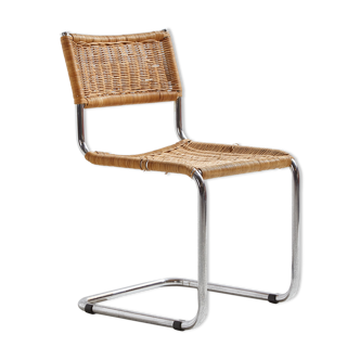 Tubular chair with wicker seat and backrest