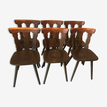 Lot de 6 chaises bistrot vintage pieds compas