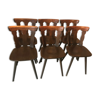 Lot of 6 chairs vintage bistro compass feet