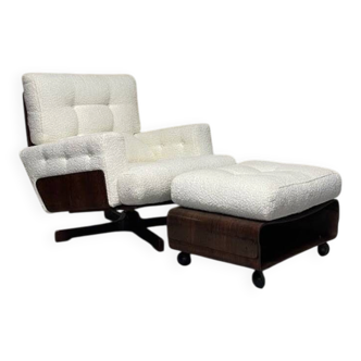 Poltrona 401 con poggiapiedi di Menilio Taro per Cinova, 1964