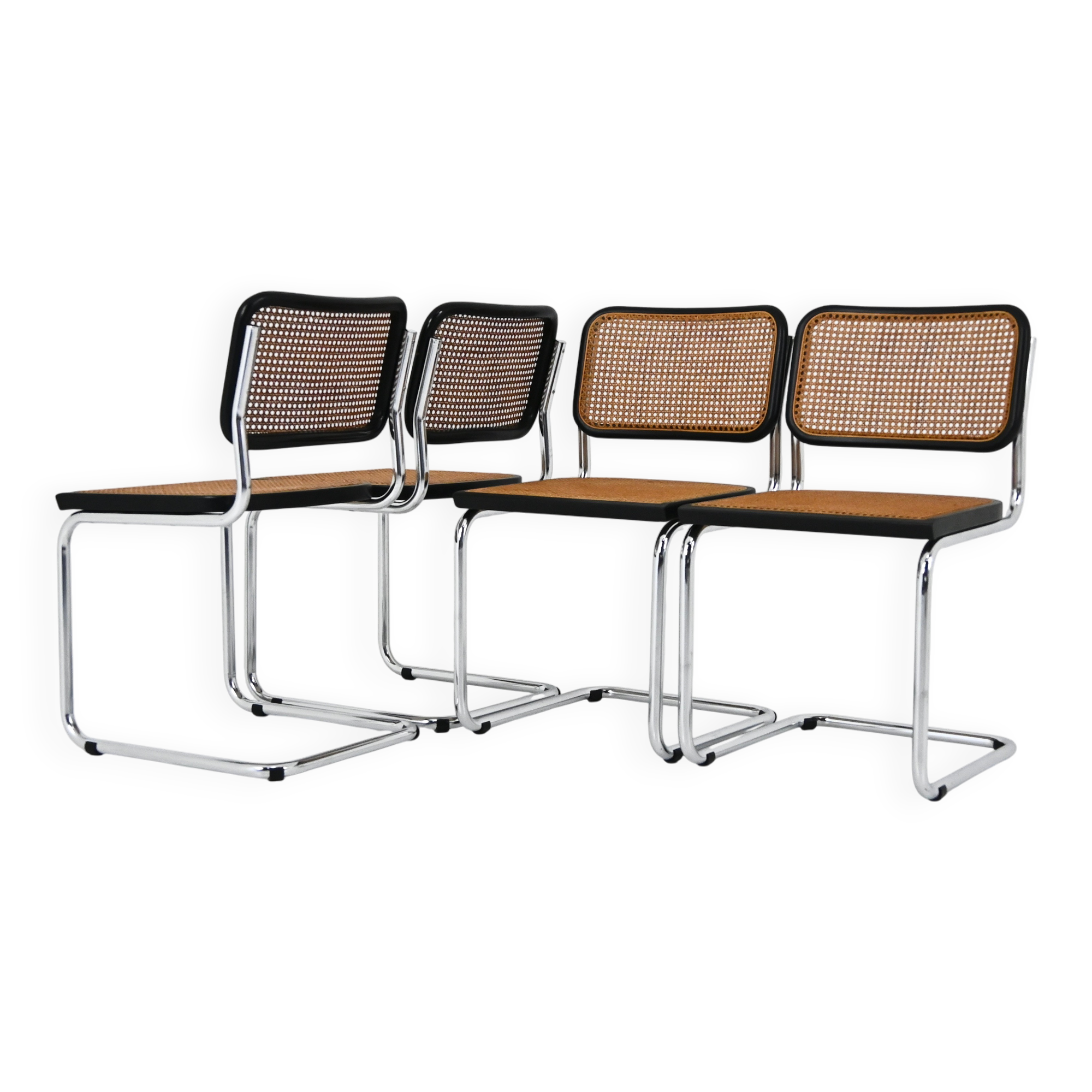 Set of 4 B32 model dining chairs by Marcel Breuer.