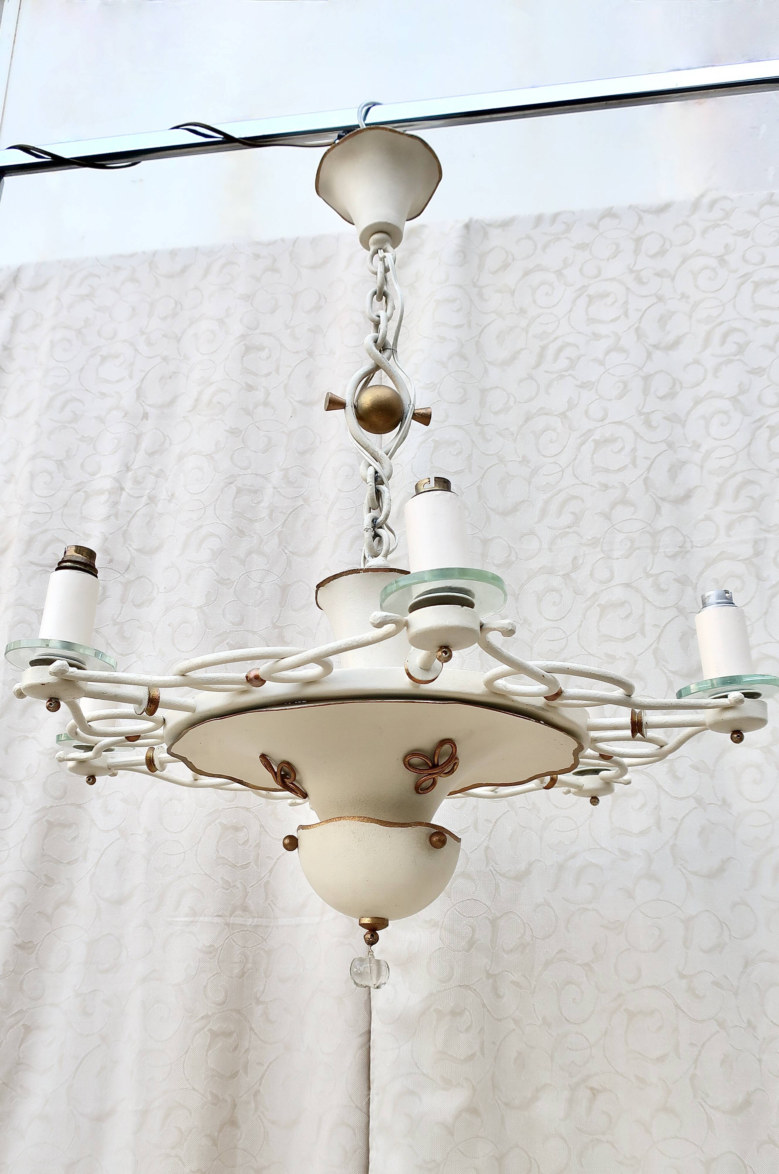 7-light art deco chandelier from the 1940s