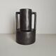 Modernist black ceramic vase / handmade / vintage