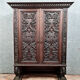 Renaissance cabinet in solid walnut entirely carved around 1850