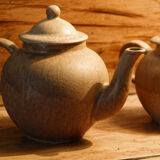 Set of 3 sandstone teapots