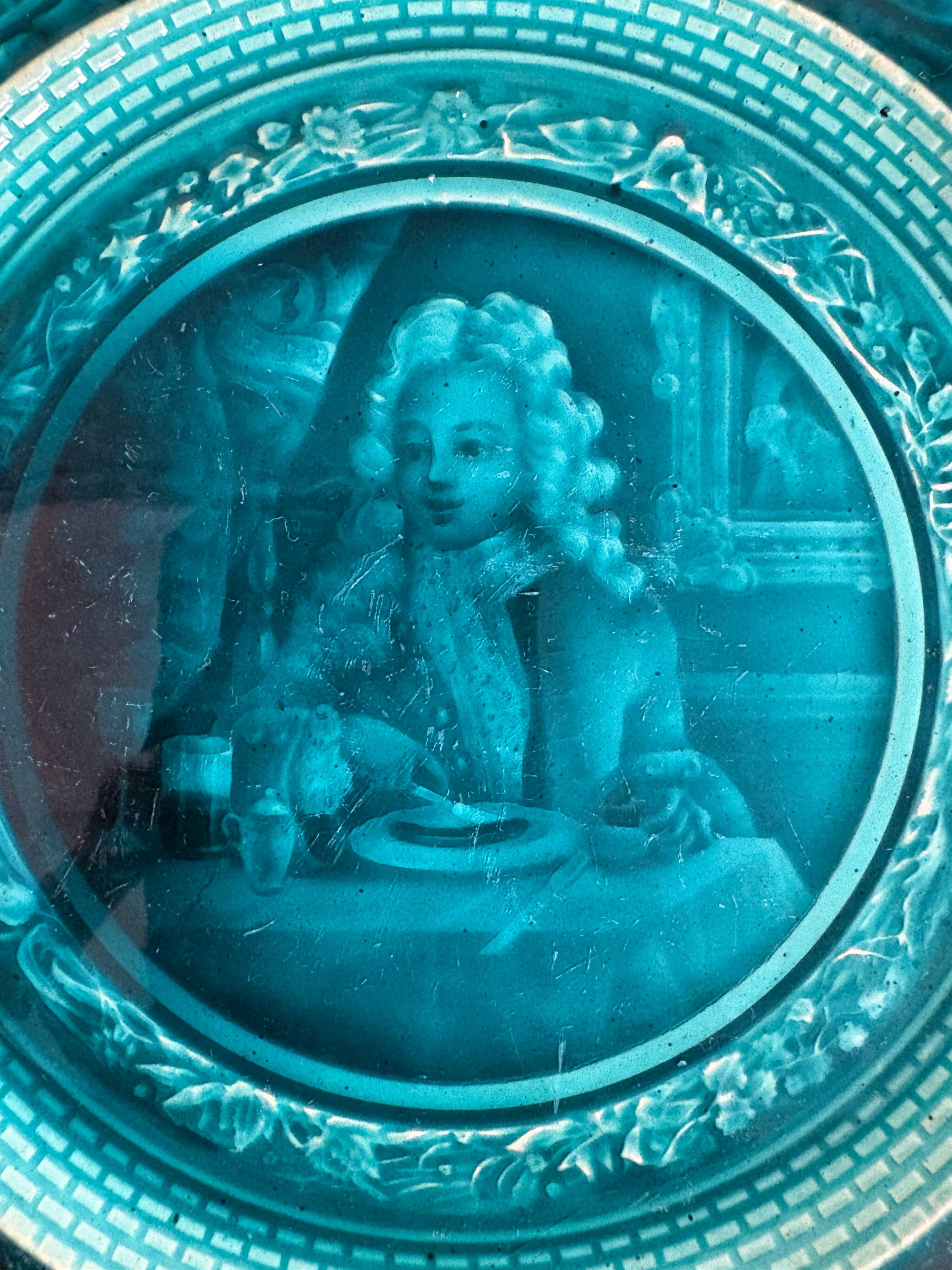 Collection Plate in Turquoise Majolica – Rubelle Ombre Enamel / A.D
