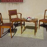 Art Deco bridge chair and 2 matching chairs
