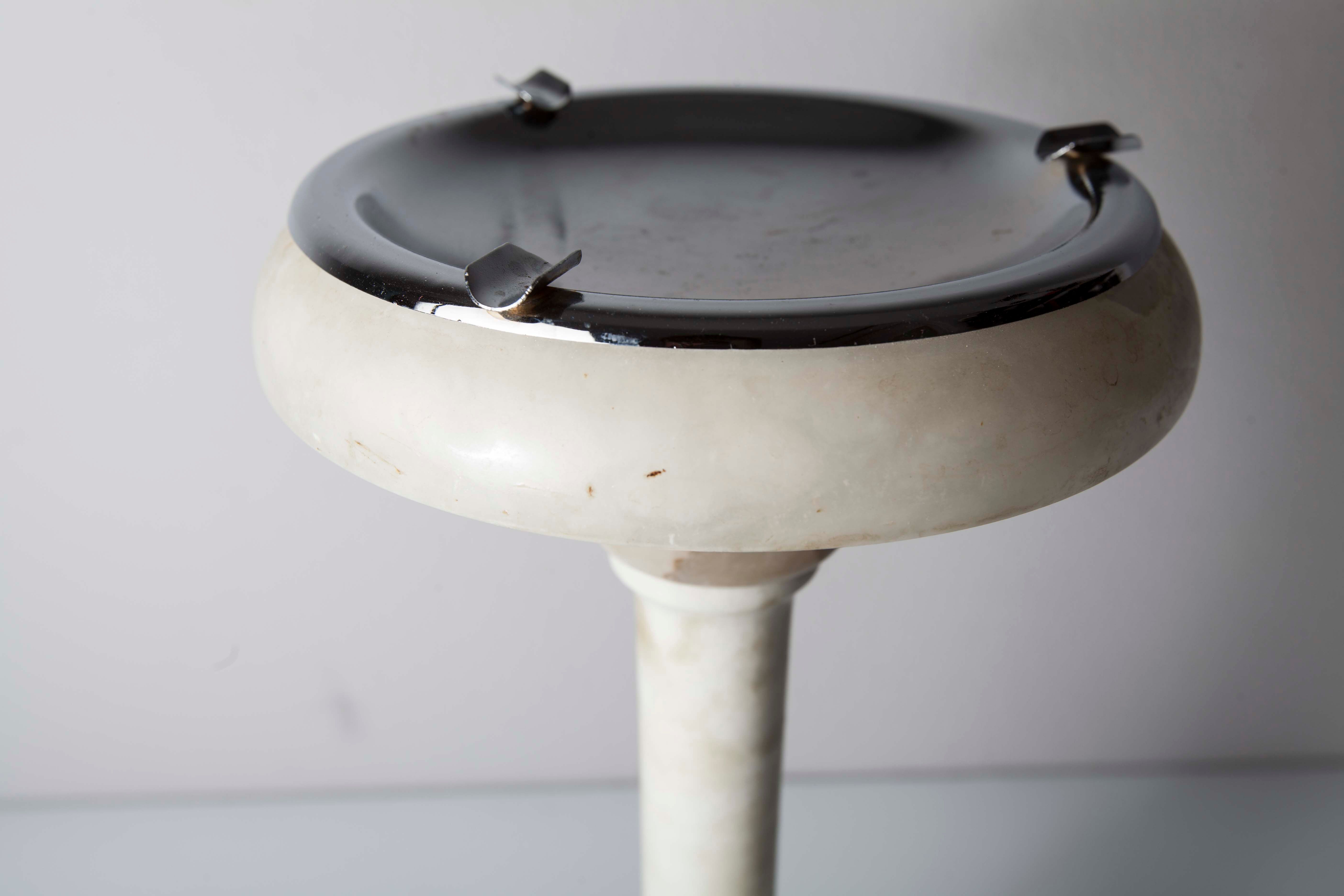 1930 white marble and chrome ashtray