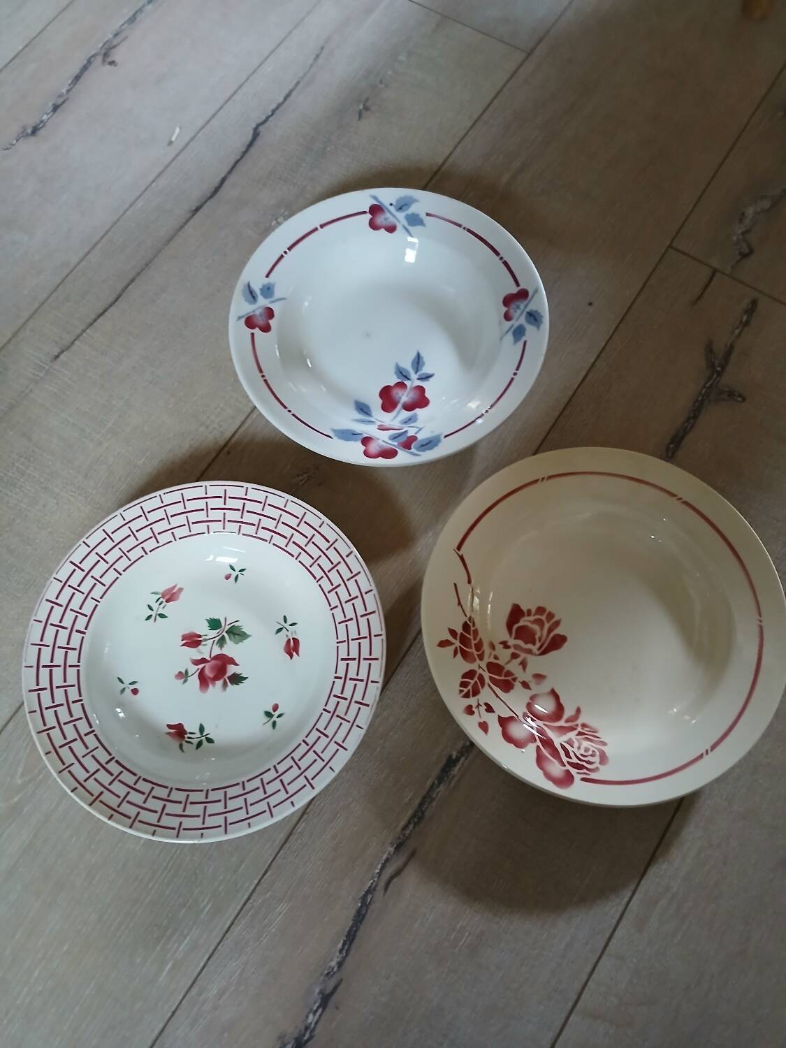 8 mismatched antique soup plates