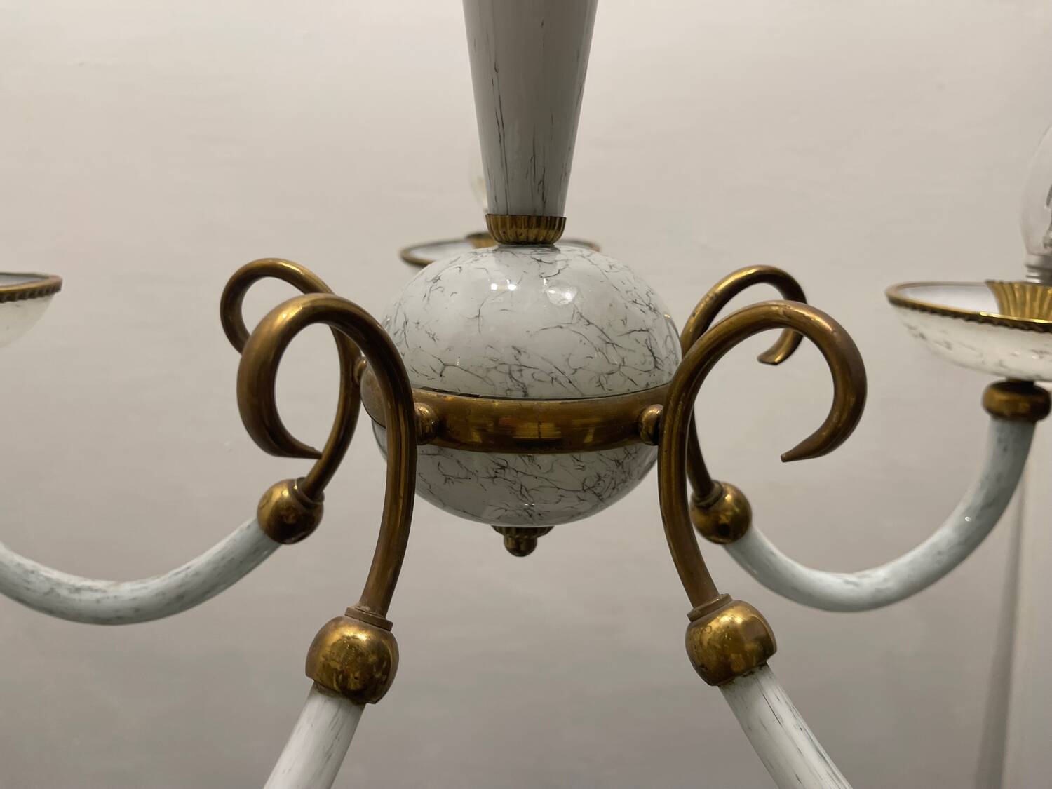 Italian Murano Glass Brass Chandelier 1940’s