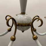 Italian Murano Glass Brass Chandelier 1940’s