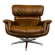 Vintage Danish mid-century leather swivel egg chair by Bramin 1970s