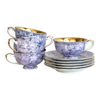 Wawel purple porcelain service, Poland 1970.