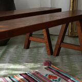 Pair of country benches in solid oak