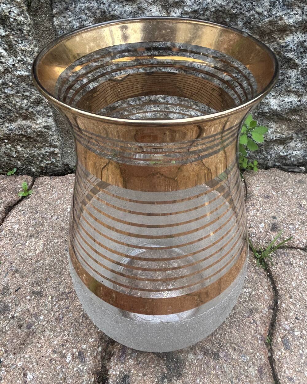 Gilded glass vase signed Fains – France, circa 1950