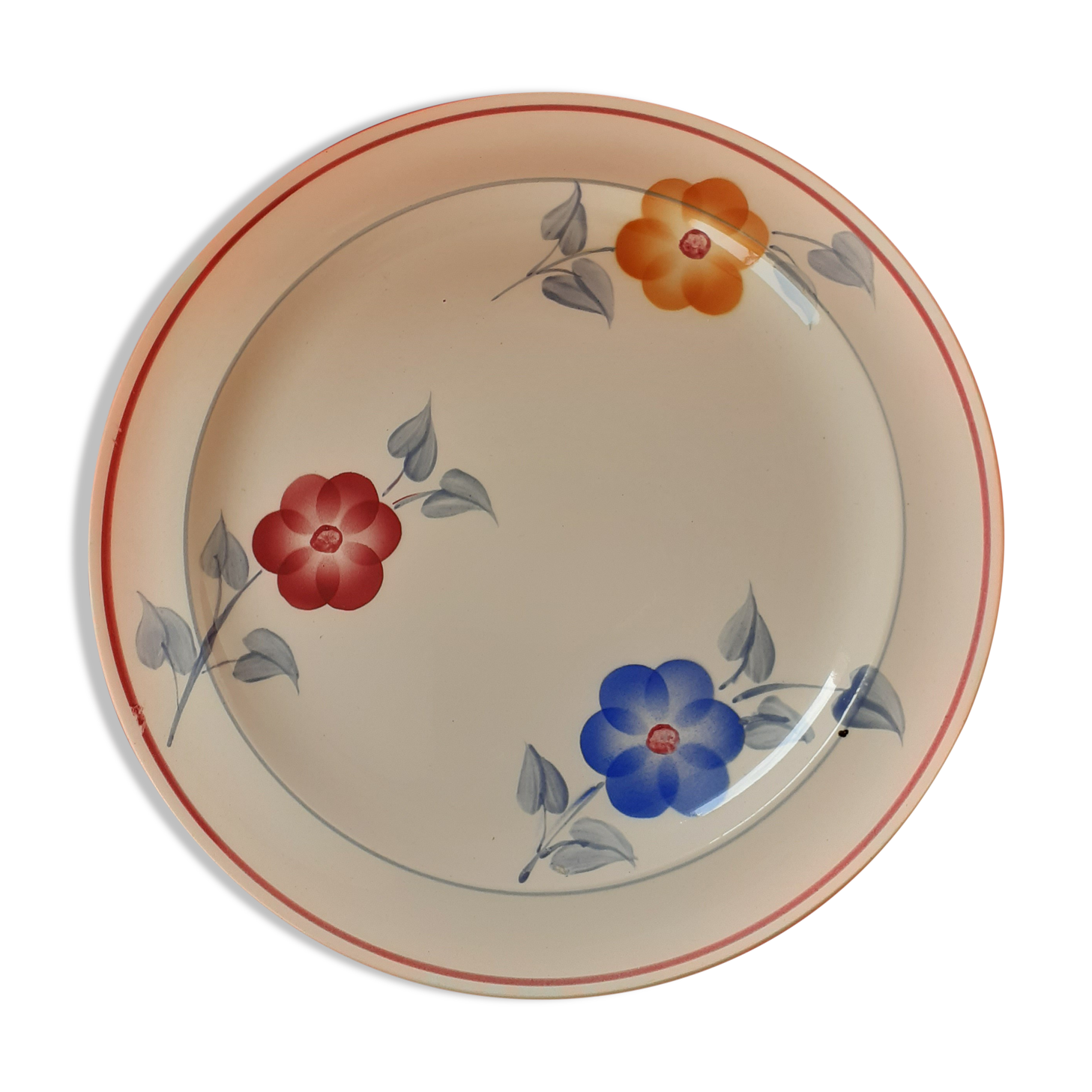 8 flat plates of the years 60 in faience Hammage. Moulins des Loups.