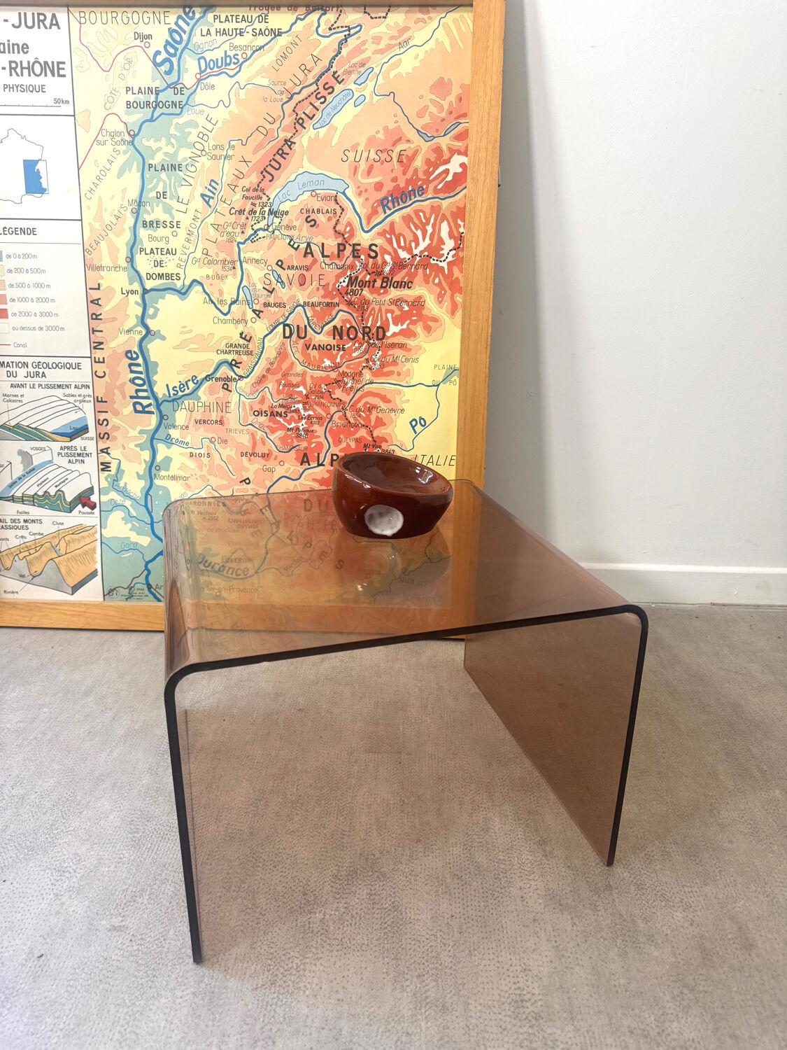 Side table - end table Miche Dumas smoked Plexiglass
