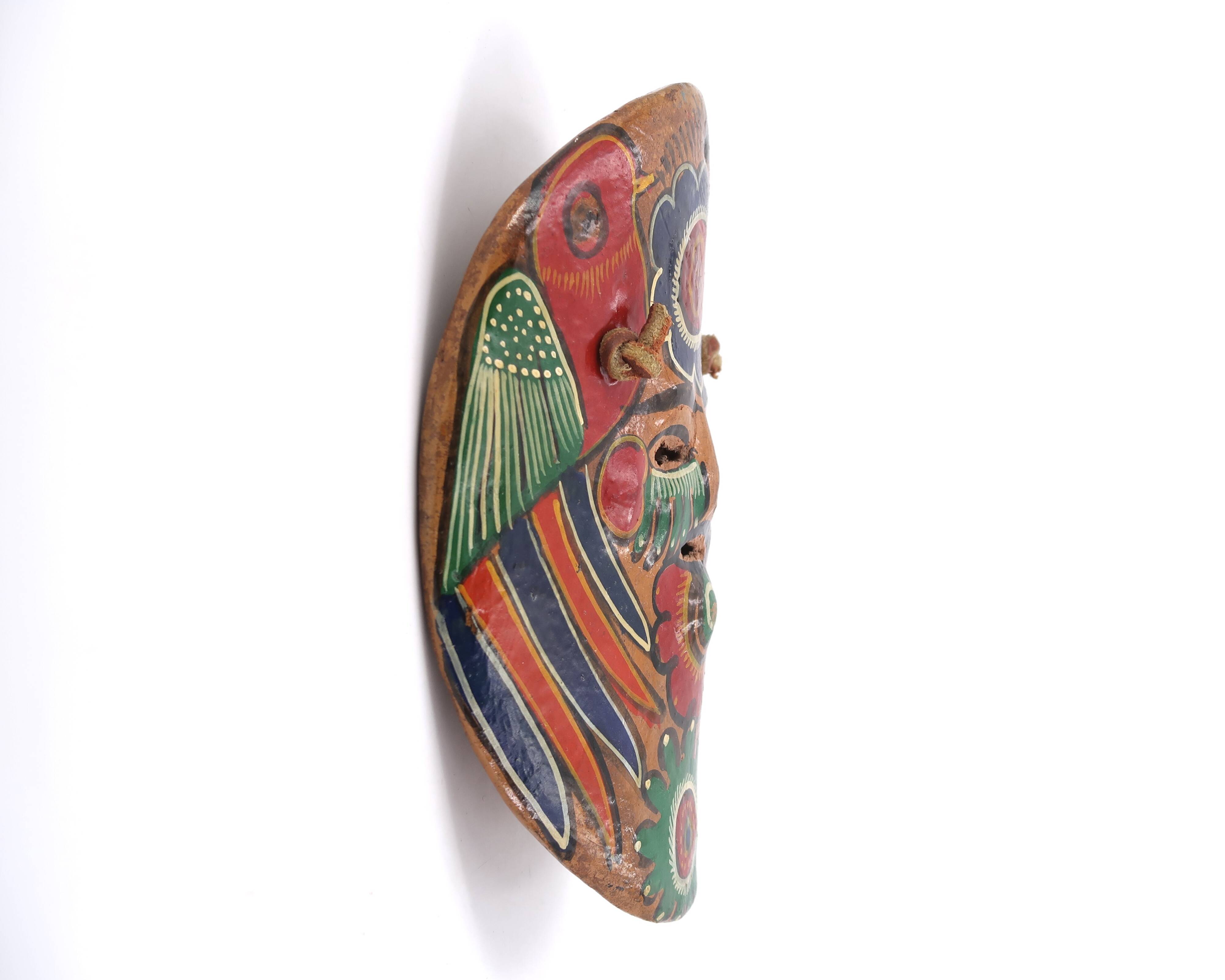 Colorful Mexican terracotta mask, South America, 1970s