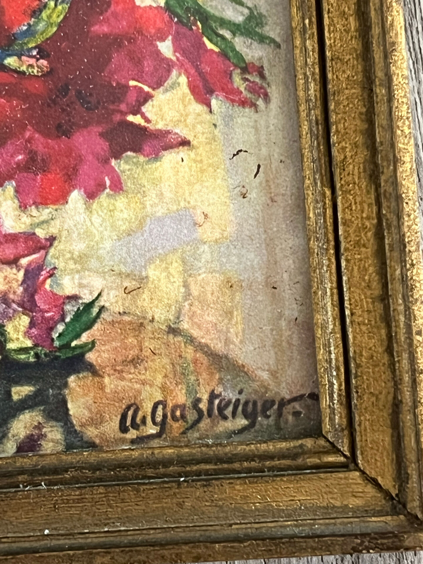 Tableau, bouquet de fleurs signée