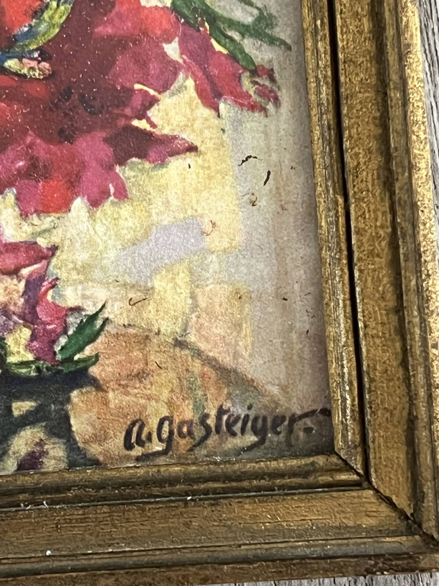 Tableau, bouquet de fleurs signée