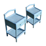 2 tables de chevet en rotin