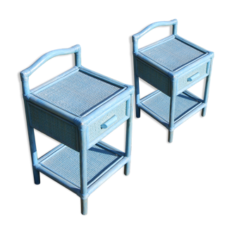 2 rattan bedside tables