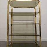 Hollywood Regency gilt metal and smoked glass shelf, Italy circa 1970