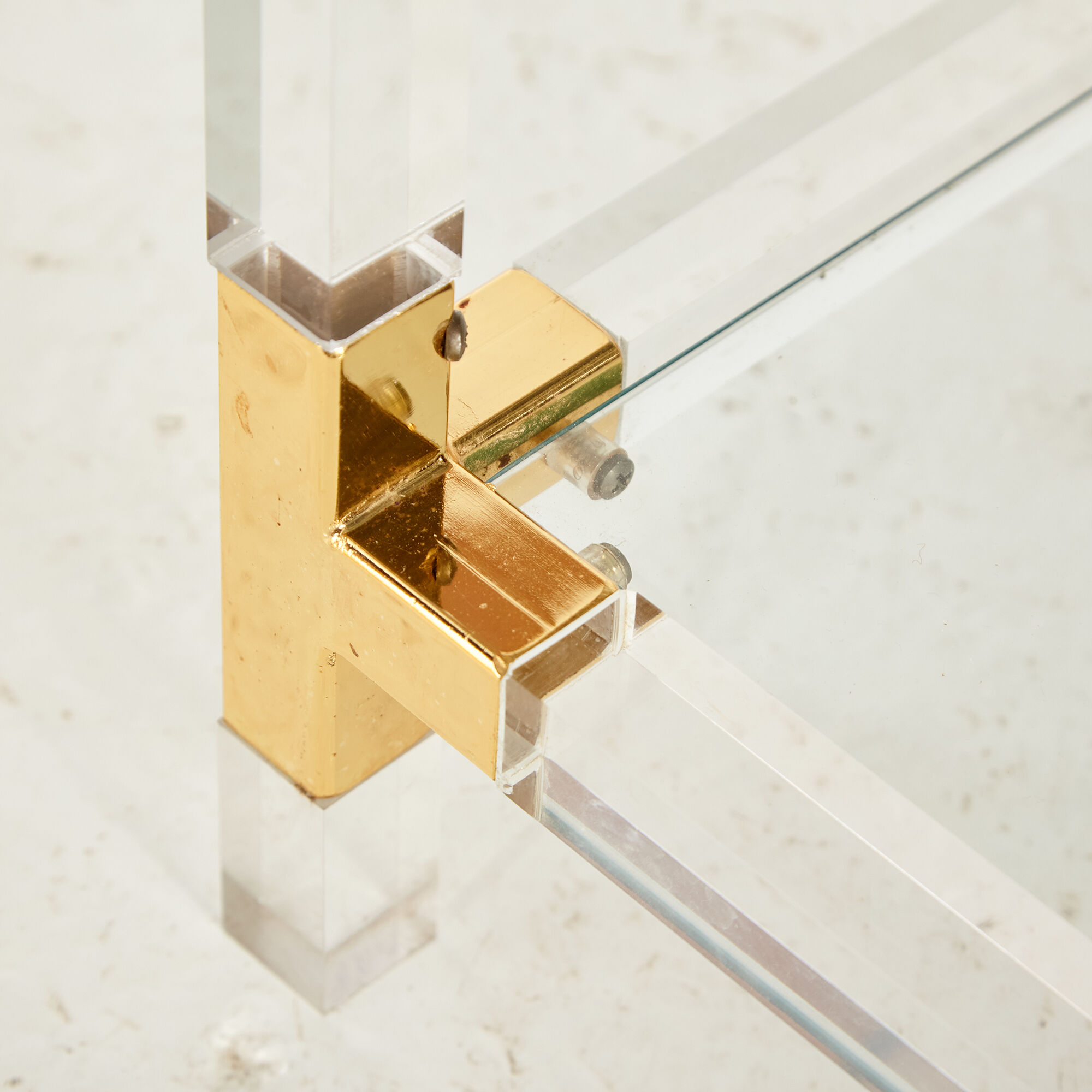 Glass and brass coffee table