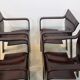 Set of four Strip dining chairs with dark brown ash armrests by Gijs Bakker for Castelijn