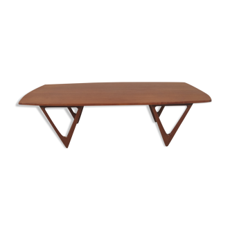 "Surfboard" teak coffee table by Kurt Ostervig, Denmark 1960s
