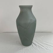 Large glass vase, Trait d'Union, gray-green tones, sandblasted vase decoration, elegant and chic