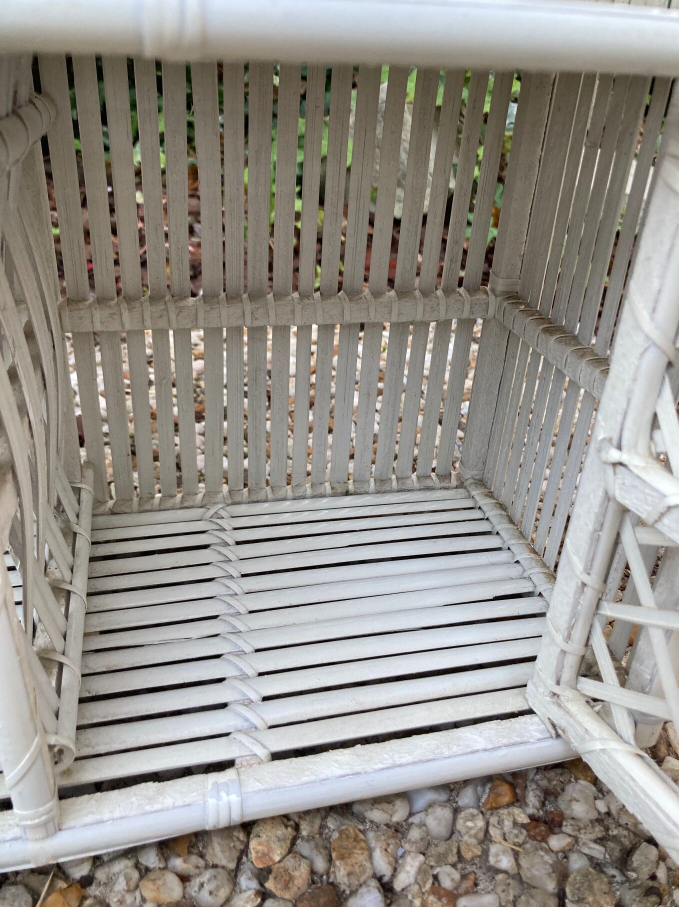 Vintage white rattan wall shelf