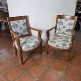 Pair of 19th century restoration armchairs in cherry wood