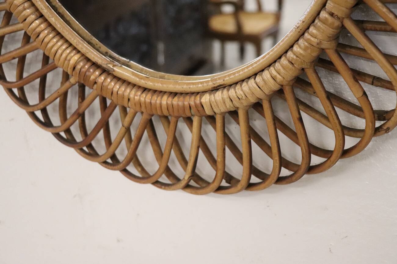 1960s Italian design bamboo mirror