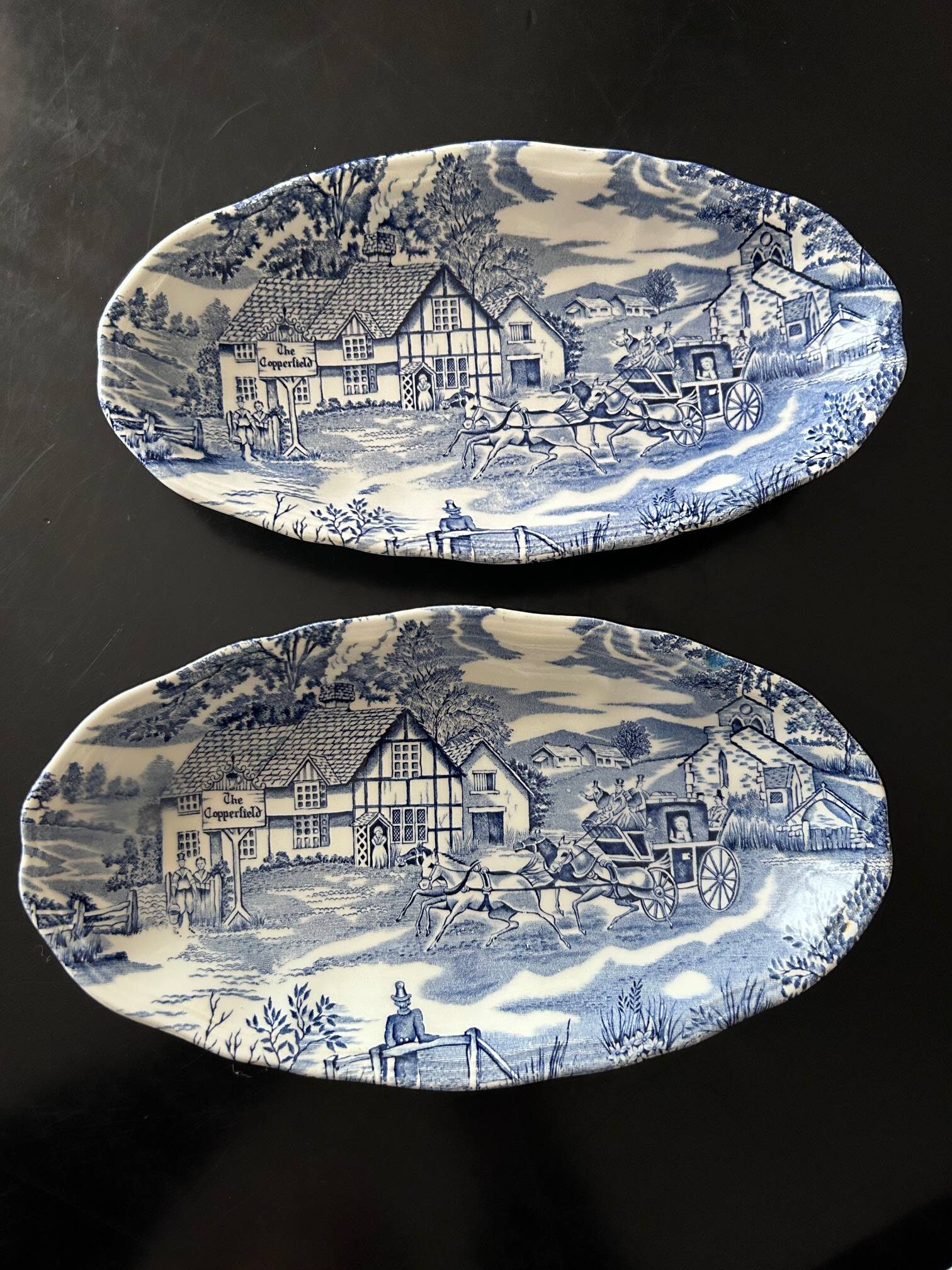 two English style ravines Faience de Lunéville