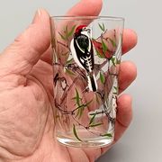 5 verres à décor d'oiseaux sérigraphiés, 1960-1970