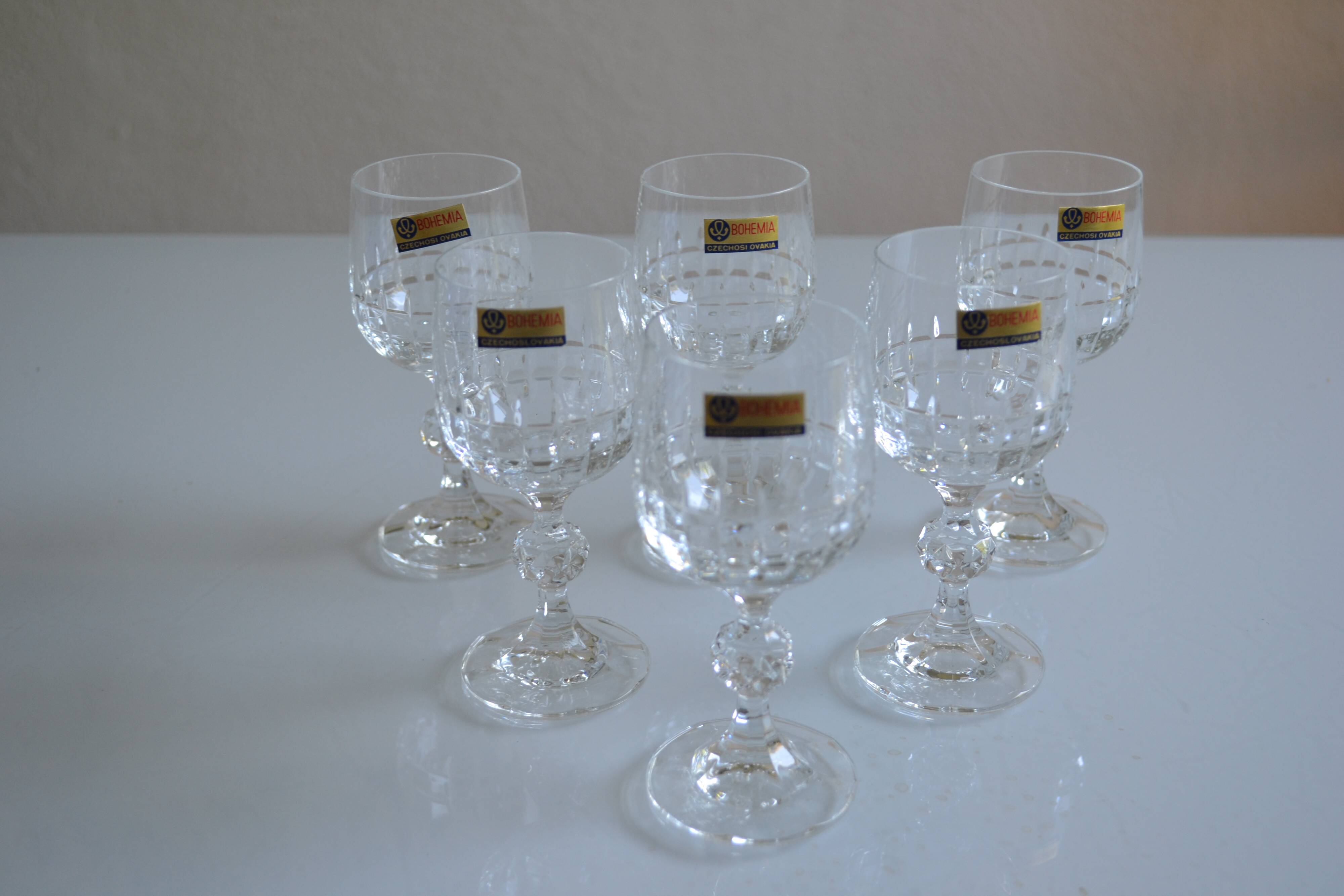 6 port glasses in Bohemian crystal Czechoslovakia