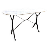Oblong bistro table in grey marble and black cast iron